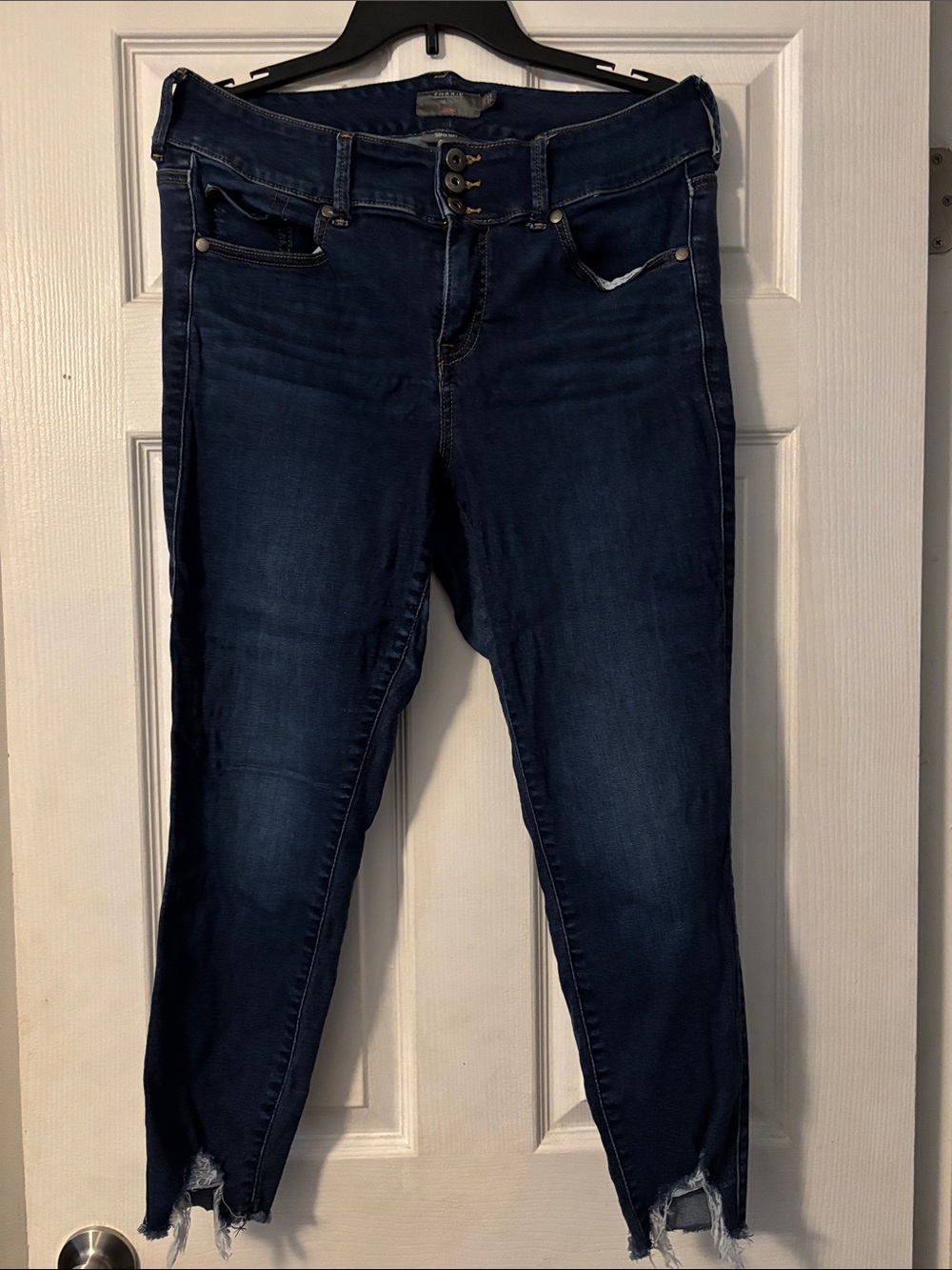 torrid Dark Indigo High-Rise Ankle Skinny Jeans with Raw Hem